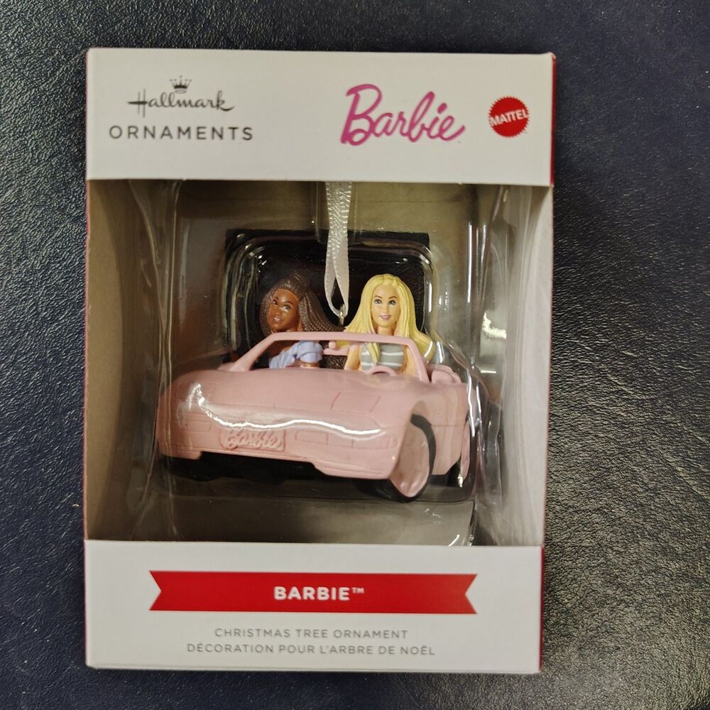 NEW Hallmark Keepsake Barbie In Car Christmas Ornament Pink Barbie Car